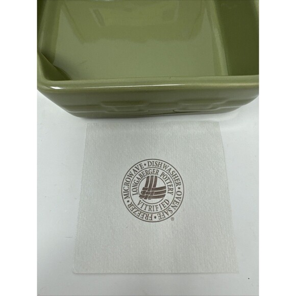 Longaberger Woven Traditions Pottery Square Party Bowl NEW Sage 3227460 NEW - Picture 3 of 8